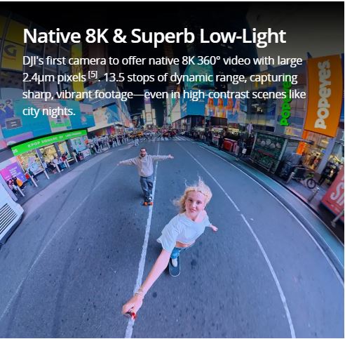 DJI Osmo 360 - 8K Revolutionary 360° Camera | 1" Equivalent 360° Image Field | 105G Built-In Storage | Multi-Platform Editing Support | Super Night Mode