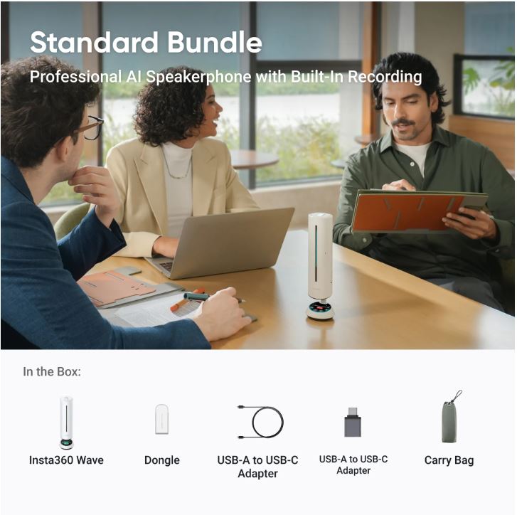 Insta360 Wave - Professional Speakerphone with AI Recording Suite