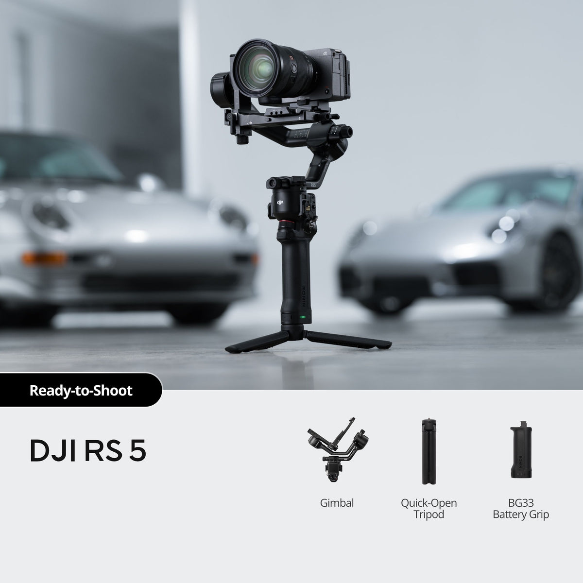 DJI RS 5 - Lightweight Stabilizer | Intelligent Tracking | Up To 3KG Payload | Upgraded Briefcase Handle | Fast Charging