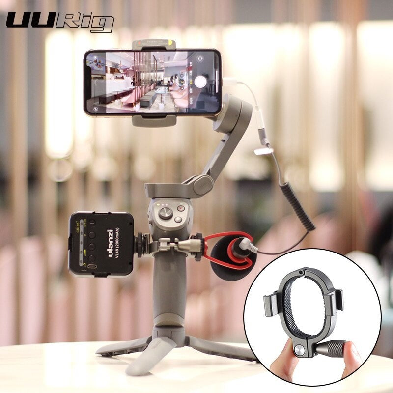 ULANZI UURIG R037 Dual Cold Shoe Vlog Extension Bracket Mount Adapter for DJI OM 4 / OSMO MOBILE 3