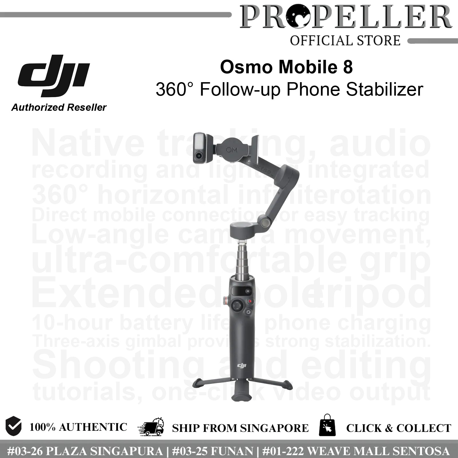 DJI Osmo Mobile 8 Smartphone Gimbal – 3-Axis Stabilizer, 360