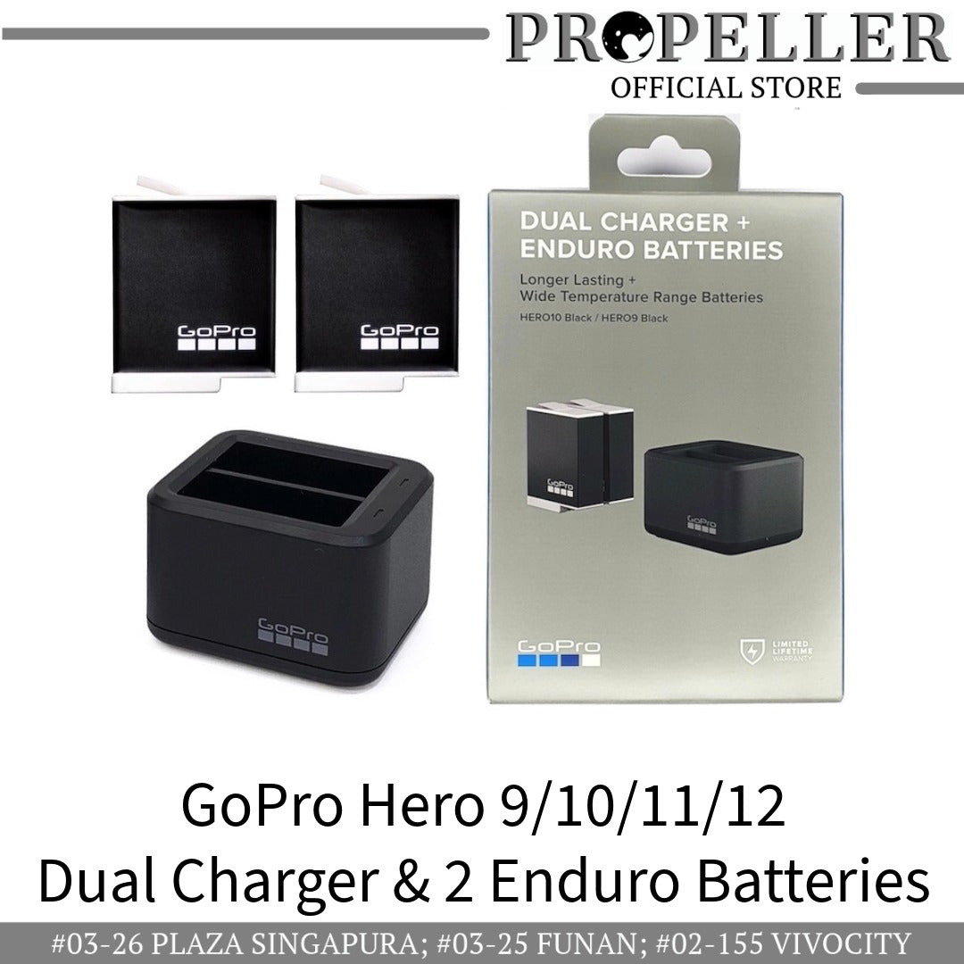 GoPro 9/10/11/12 Dual battery Charger + Enduro Batteries