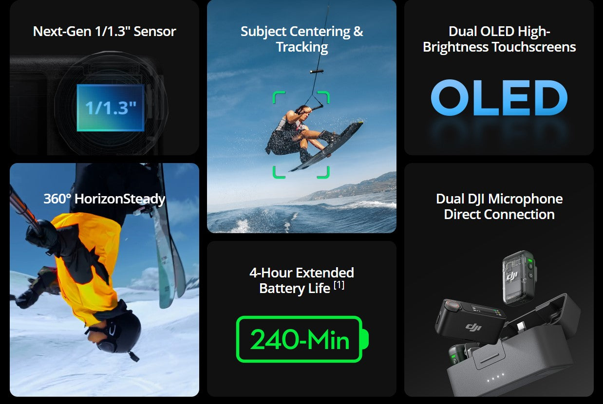 DJI Osmo Action 5 Pro (Pre-Order) - New Gen 1/1.3" sensor | Subject Tracking | 32x Slow Motion | Waterproof up to 20m | OLED Screen