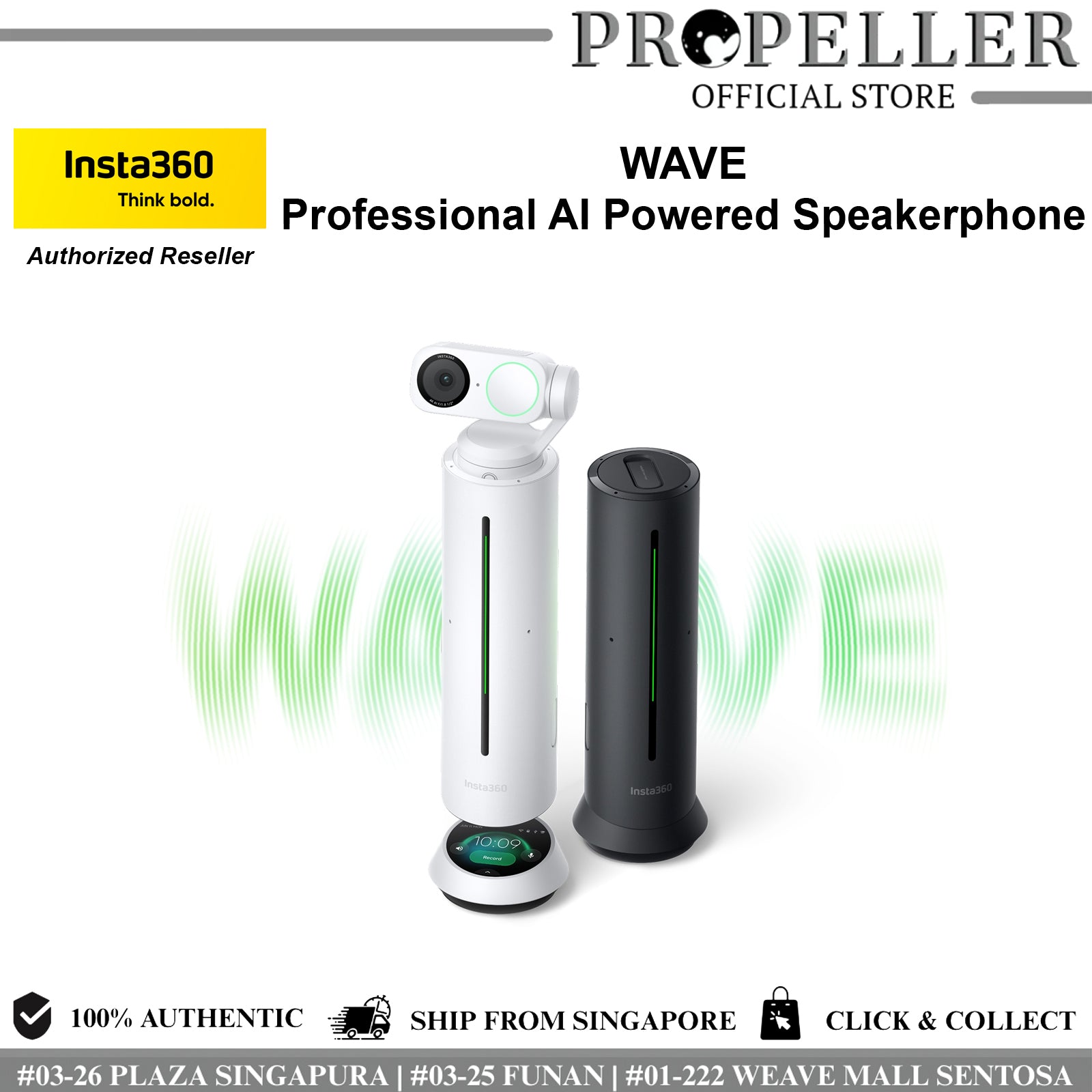 Insta360 Wave | AI Conference Speaker & Mic | 8-Mic Full Duplex