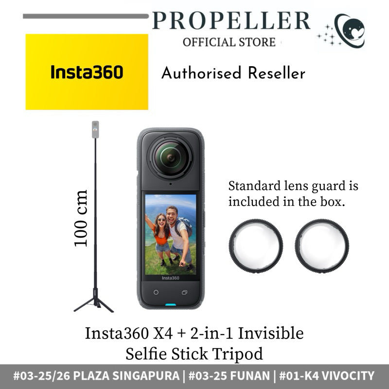 Insta360 X4- Increased battery life/ 8K Video Resolution/ Improved Lens cover