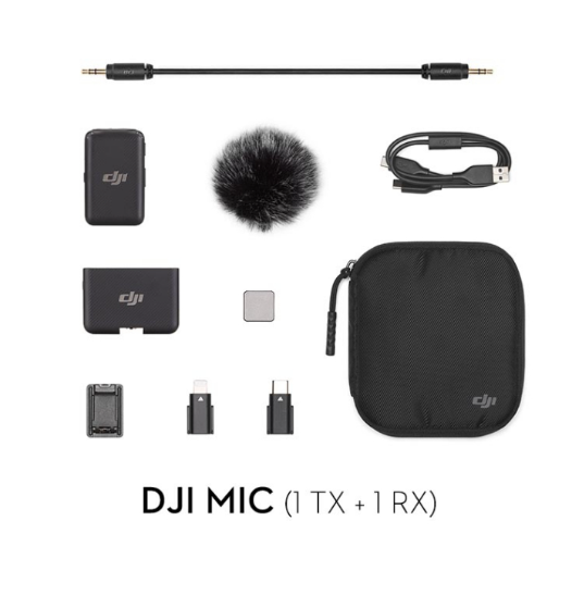 DJI Mic (1 TX + 1 RX) - Accessories | 250m Range | Compact & Ultra Light | Magnetic Attachment | 14H Recording