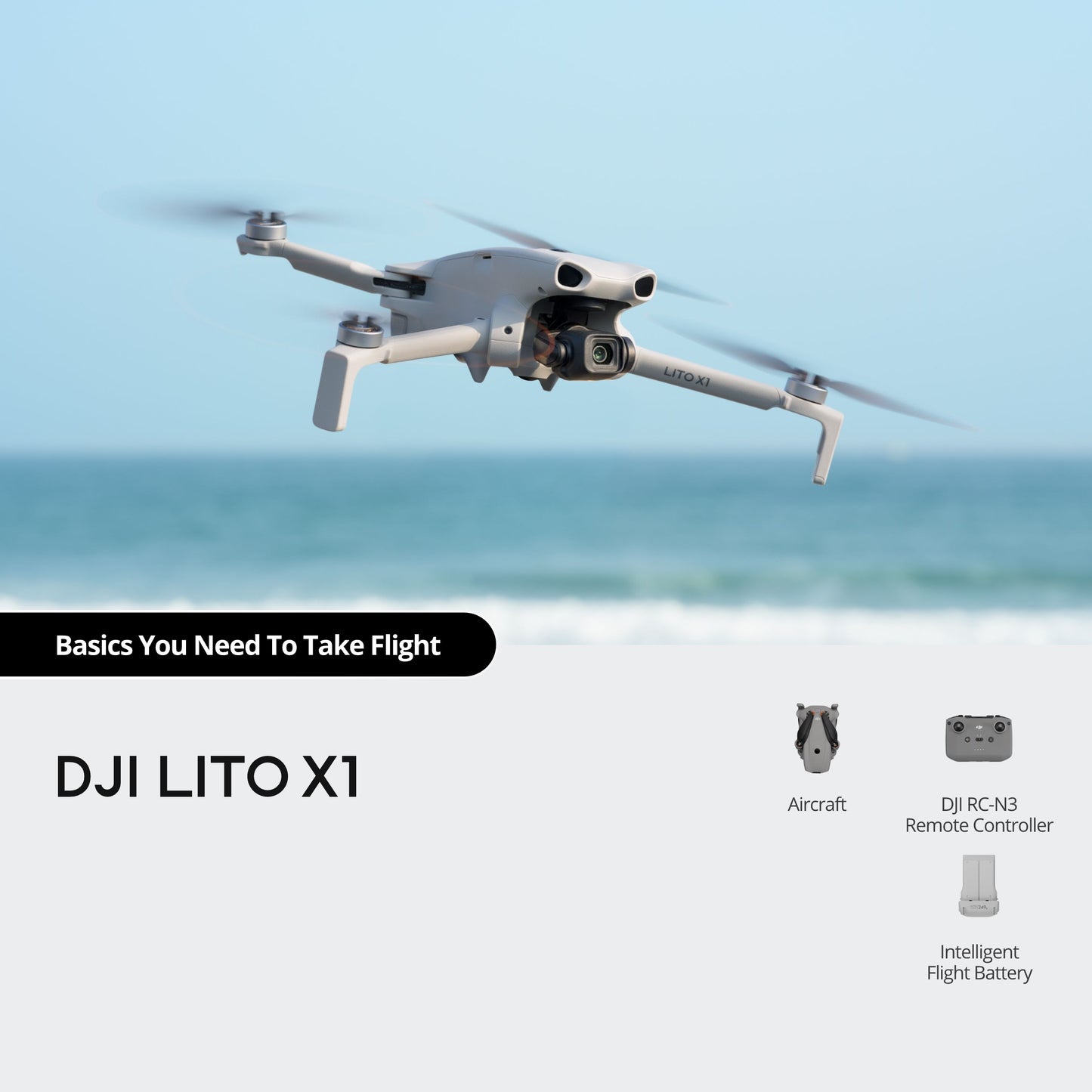 DJI Lito X1 - Premium Beginner Drone | Smart Return Home | 1/1.3" Sensor | Up To 8K Photo, 4K Video| 42GB Built-In Storage