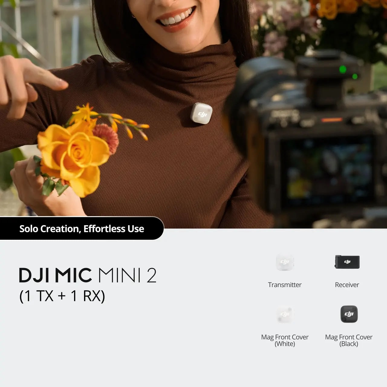 DJI Mic Mini 2 - Featherlight 11g Transmitter, 48-Hour Total Battery, 11.5-Hour Single Use Recording, Simplified Pro Audio, Plug Play, Creator-Friendly Controls.