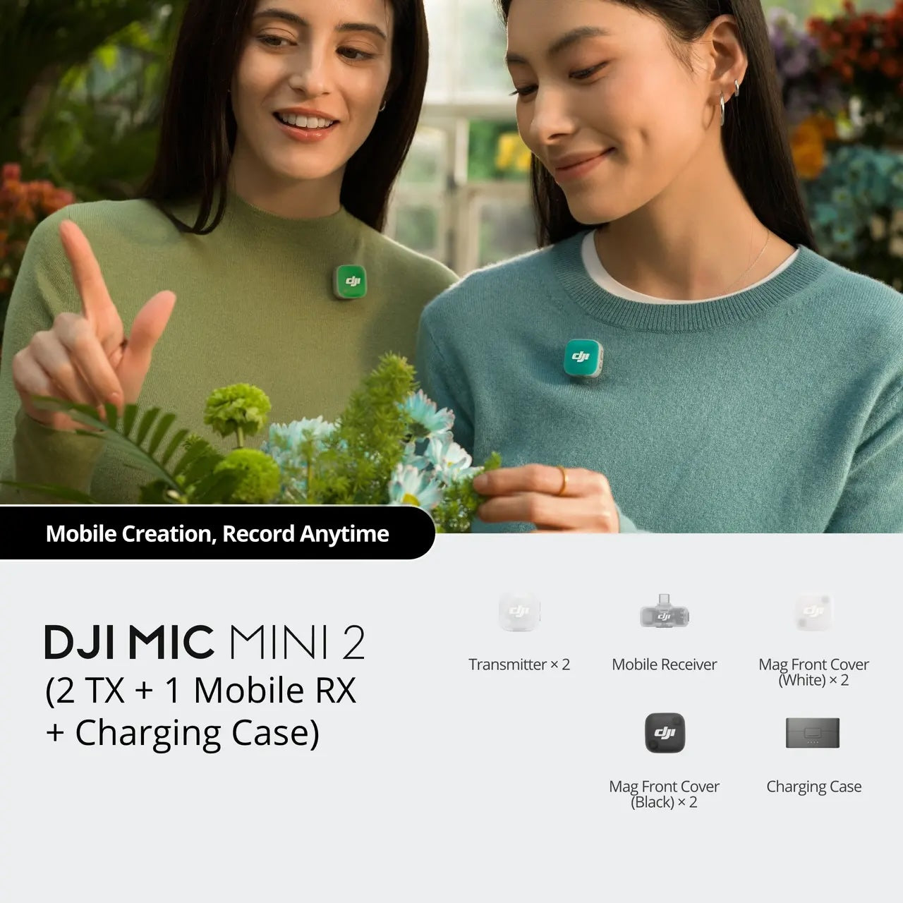 DJI Mic Mini 2 - Featherlight 11g Transmitter, 48-Hour Total Battery, 11.5-Hour Single Use Recording, Simplified Pro Audio, Plug Play, Creator-Friendly Controls.