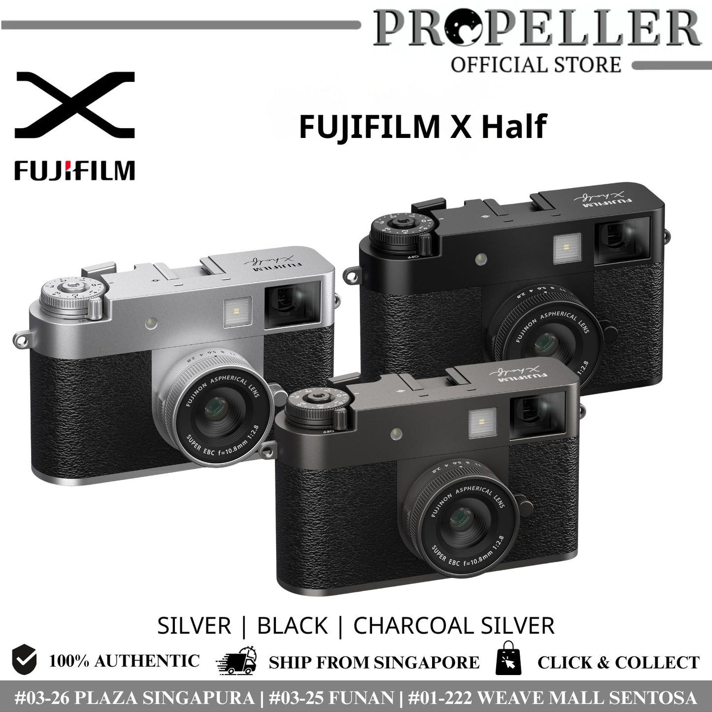 Fujifilm X Half Premium Compact Camera – 1" Sensor | Retro Design | 2-in-1 Mode | Film Simulation | Wi-Fi