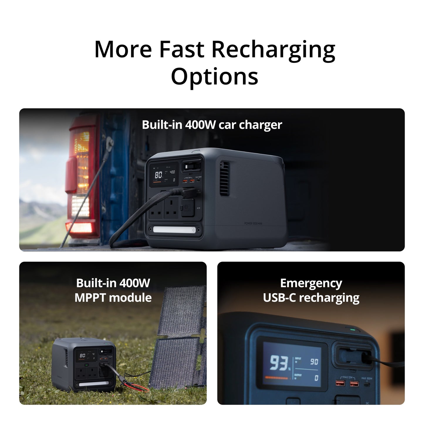 DJI Power 1000 Mini - Mini Power Station | 1008 Wh Capacity, 7 Output Ports | Car Battery Recharge| 80% Charge in 58 min