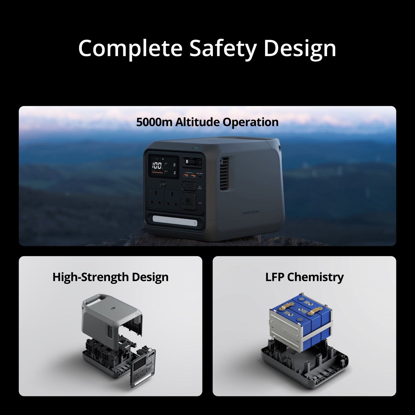 DJI Power 1000 Mini - Mini Power Station | 1008 Wh Capacity, 7 Output Ports | Car Battery Recharge| 80% Charge in 58 min