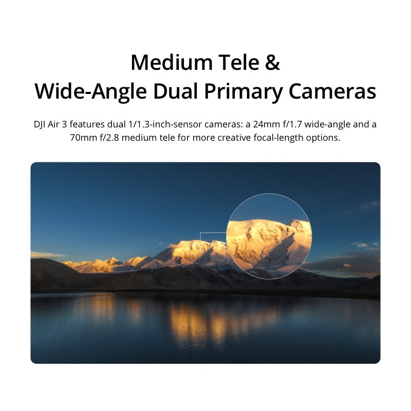 DJI Air 3 - Medium Tele & Wide-Angle Dual Primary Cameras | 46-Min Max Flight Time | Omnidirectional Obstacle Sensing