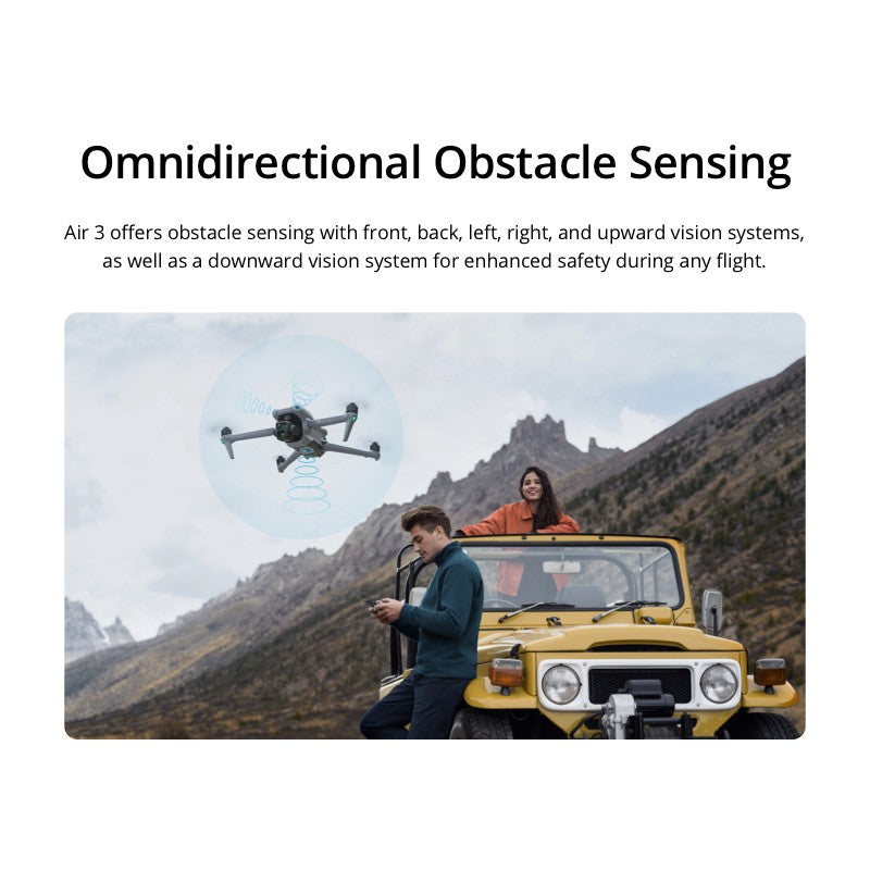 DJI Air 3 - Medium Tele & Wide-Angle Dual Primary Cameras | 46-Min Max Flight Time | Omnidirectional Obstacle Sensing