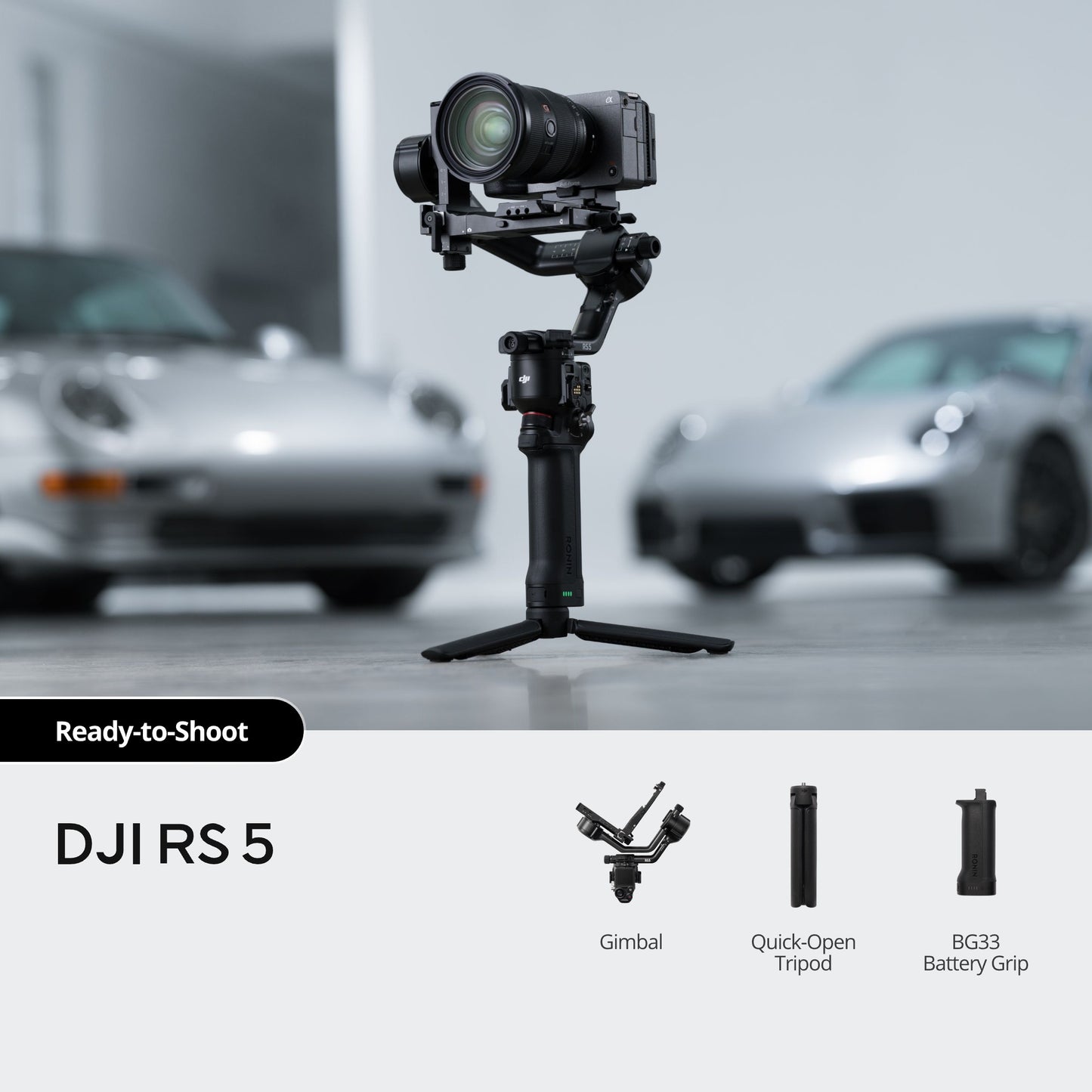DJI RS 5 - Lightweight Stabilizer | Intelligent Tracking | Up To 3KG Payload | Upgraded Briefcase Handle | Fast Charging