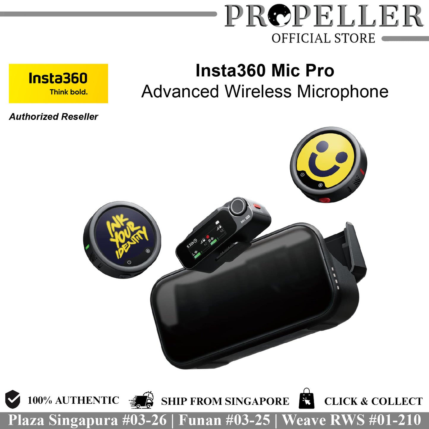 Insta360 Mic Pro | Advance Wireless Microphone | E-ink Display