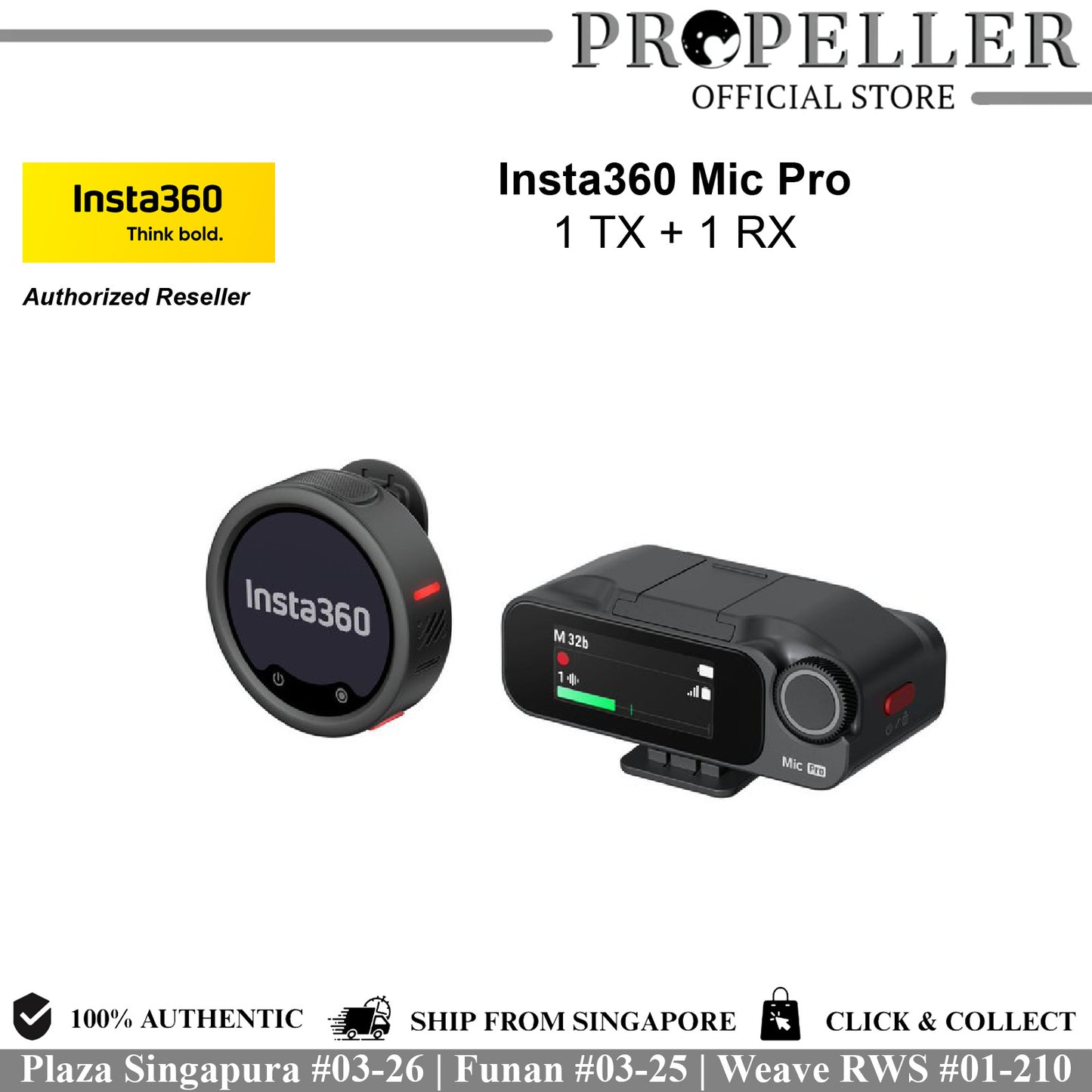 Insta360 Mic Pro | Advance Wireless Microphone | E-ink Display