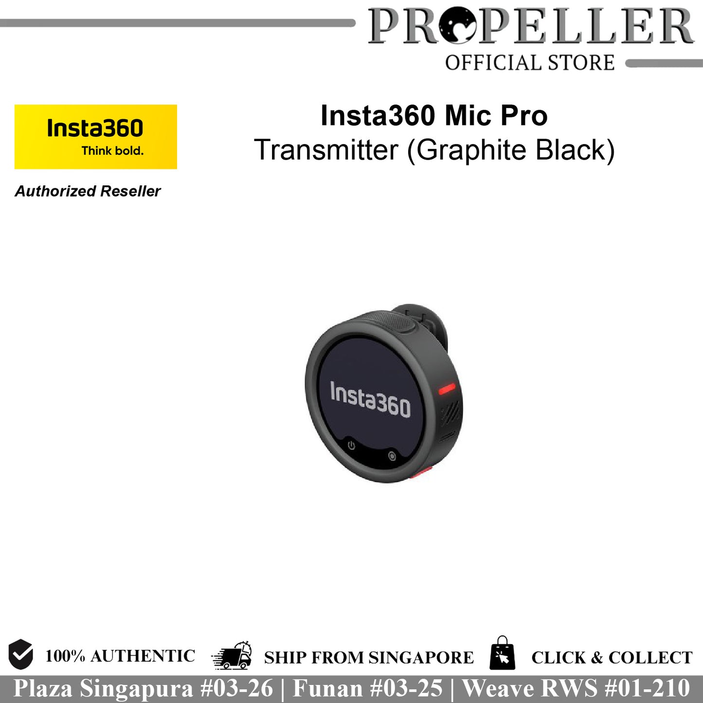 Insta360 Mic Pro | Advance Wireless Microphone | E-ink Display