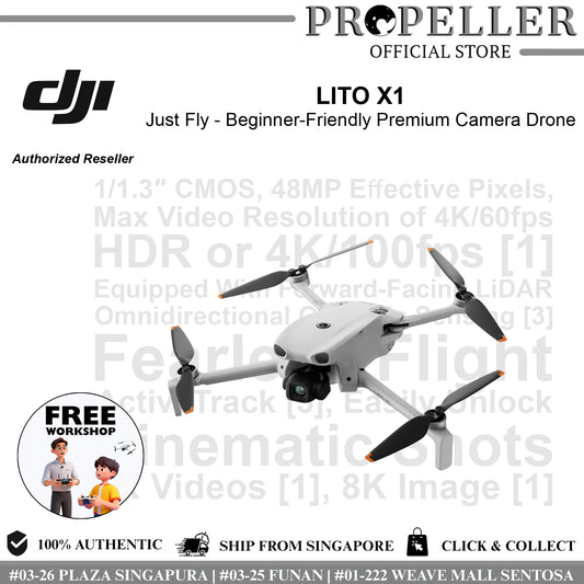 DJI Lito X1 - Premium Beginner Drone | Smart Return Home | 1/1.3" Sensor | Up To 8K Photo, 4K Video| 42GB Built-In Storage