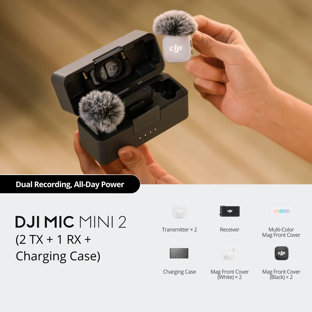 DJI Mic Mini 2 - Featherlight 11g Transmitter, 48-Hour Total Battery, 11.5-Hour Single Use Recording, Simplified Pro Audio, Plug Play, Creator-Friendly Controls.