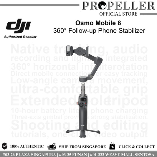 DJI Osmo Mobile 8 Smartphone Gimbal – 3-Axis Stabilizer, 360° Rotation, Lighting & Audio Support