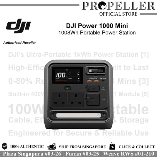 DJI Power 1000 Mini - Mini Power Station | 1008 Wh Capacity, 7 Output Ports | Car Battery Recharge| 80% Charge in 58 min