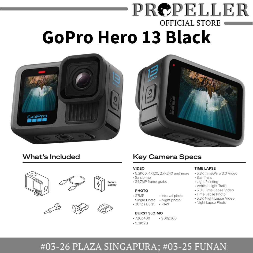 GoPro Hero 13 Black(Pre-Order)- Video 5.3K60/ Photo 27MP/ Burst Slow-Mo 720p400