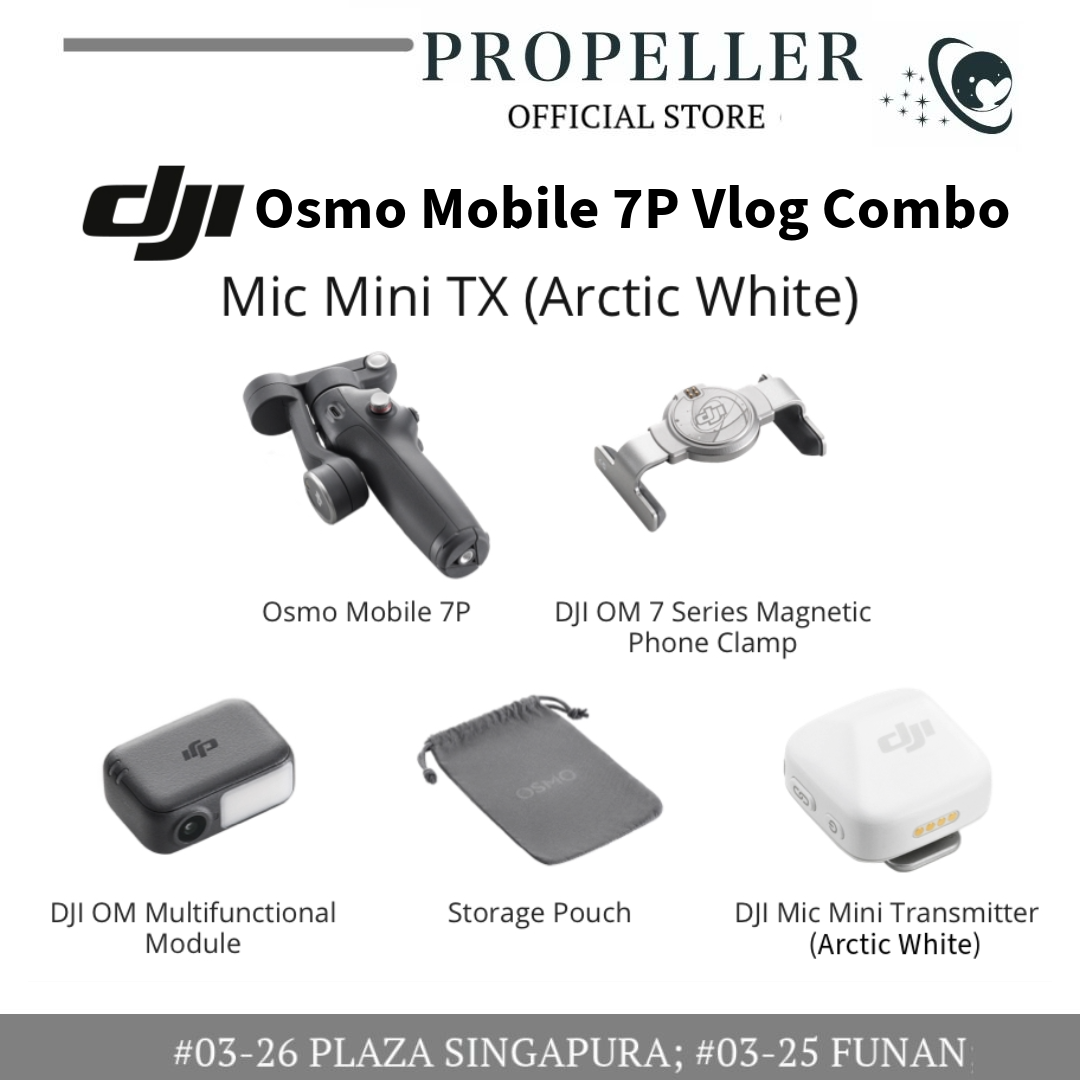 DJI Osmo Mobile 7(Pre-Order) / 7P (In-Stock)- ActiveTrack 7.0 / Robust 3-Axis Gimbal Stabilization / 10 Hours Battery Life with Phone Charging / Built in Tripod & Integrated Foldable Design