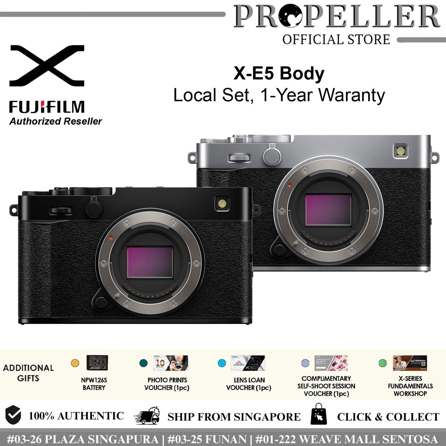 Fujifilm X-E5 Mirrorless Camera (Body / with Kit Lens) — 40MP • 7-Stop IBIS • 4K/6.2K Video Local Set 1 Year Warranty"
