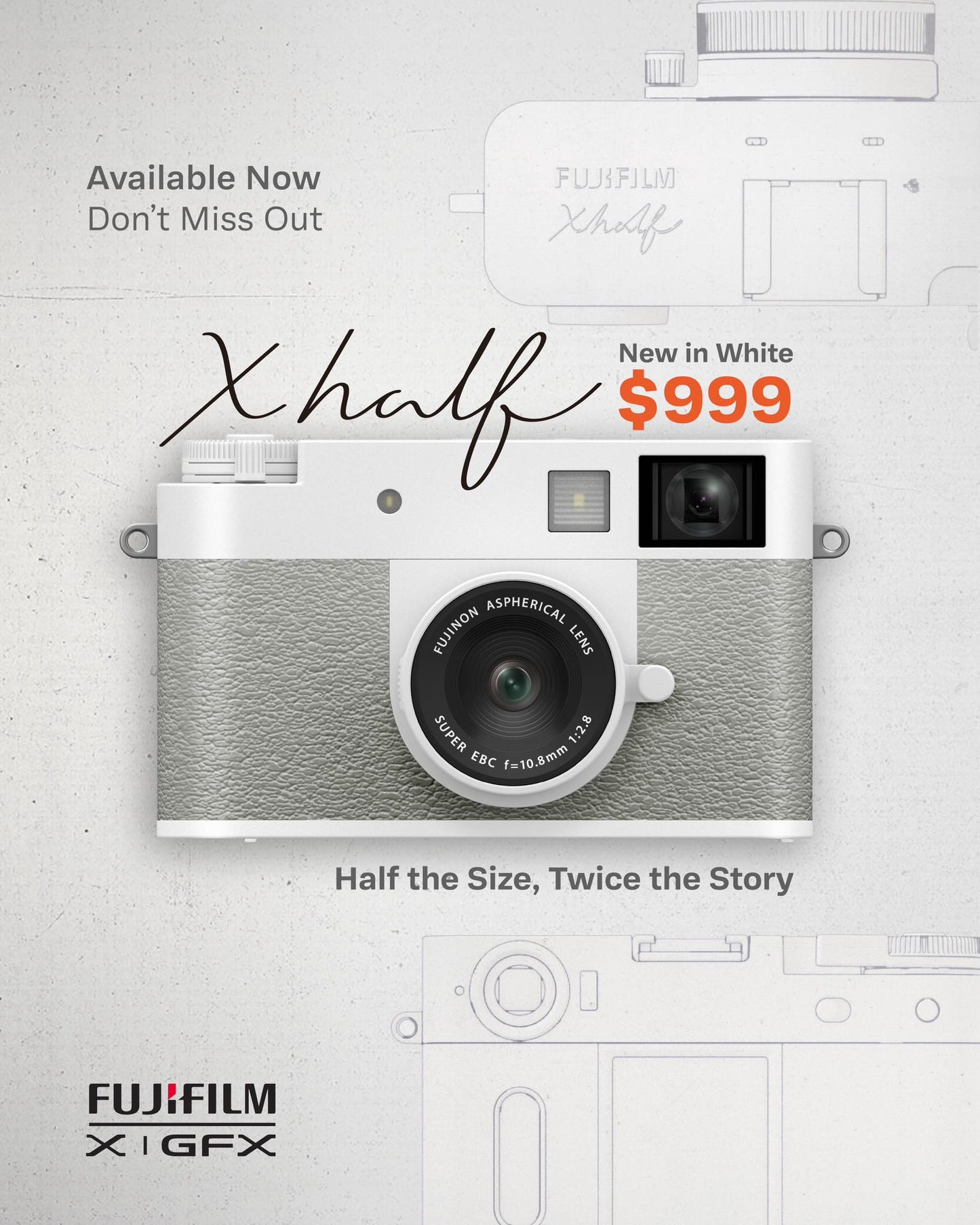 Fujifilm X Half Premium Compact Camera – 1" Sensor | Retro Design | 2-in-1 Mode | Film Simulation | Wi-Fi Local Set 1 Year Warranty