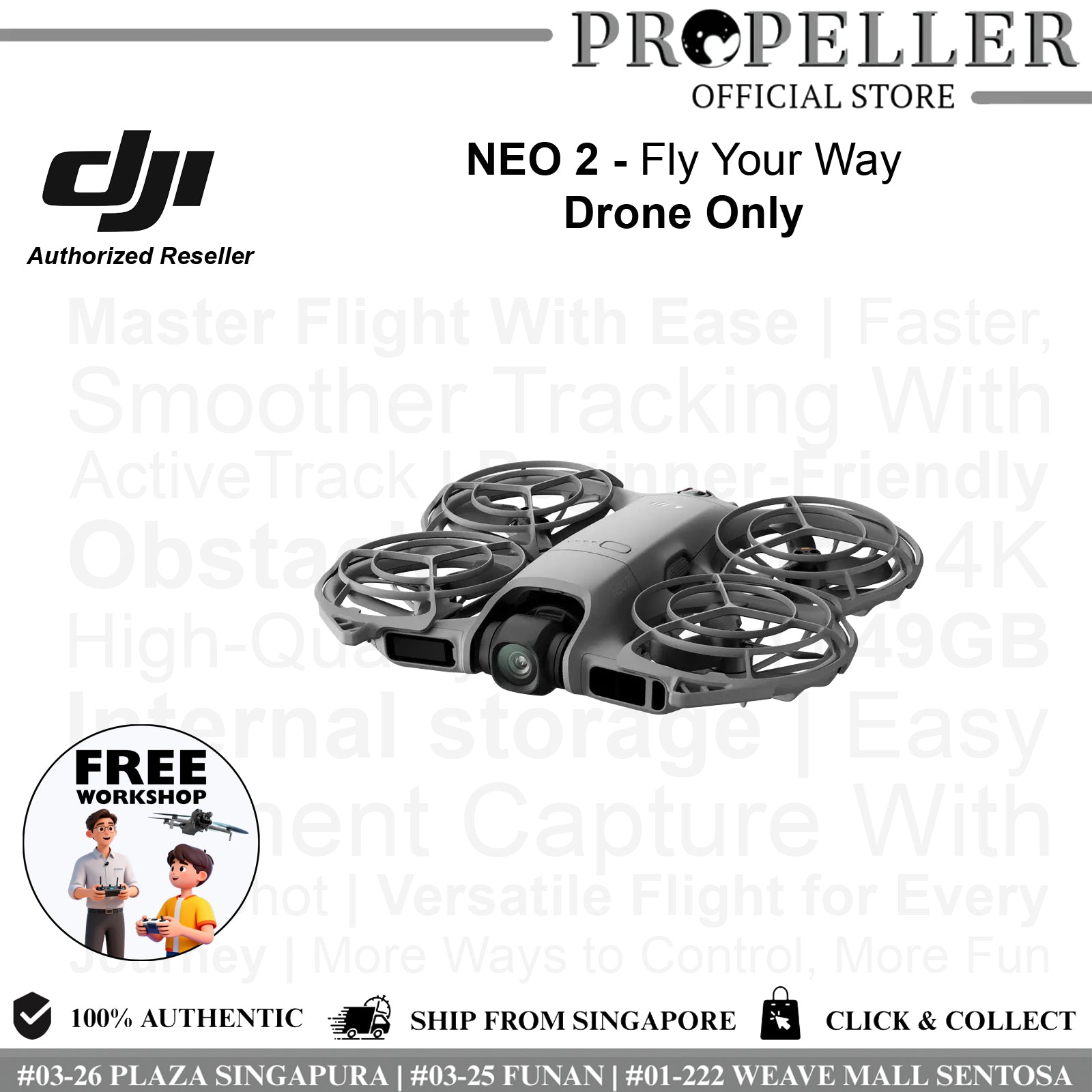 DJI Neo 2 Drone | 4K Camera, Gesture Control, ActiveTrack