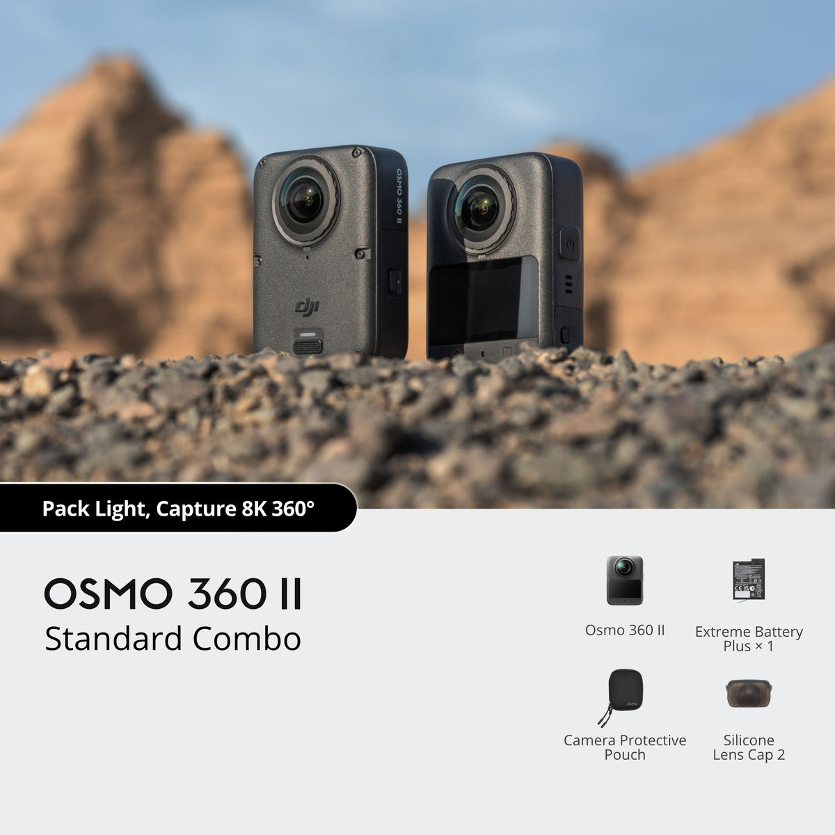 DJI Osmo 360 II 8K 360 Camera with 1-inch sensor 8K/60fps HDR imaging Night vision 2.0 Ultra-crisp resolution and 105GB built-in storage.