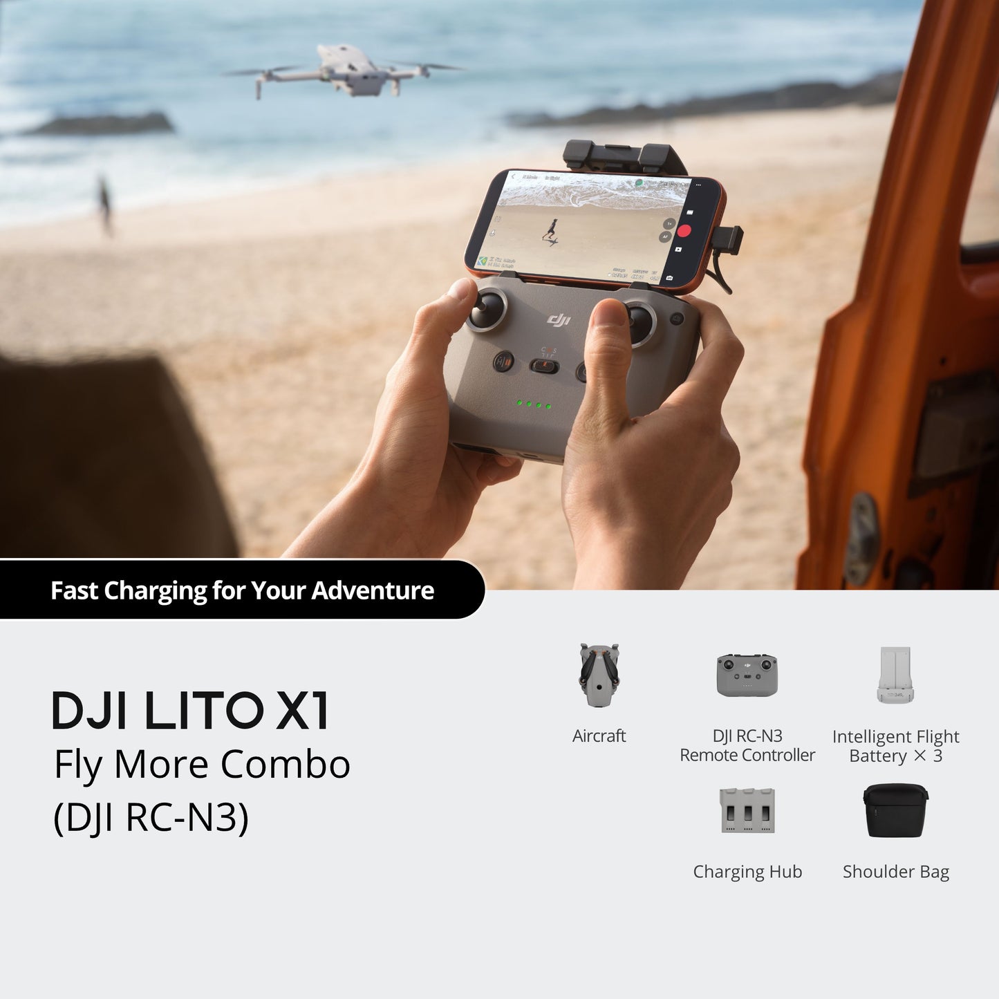 DJI Lito X1 - Premium Beginner Drone | Smart Return Home | 1/1.3" Sensor | Up To 8K Photo, 4K Video| 42GB Built-In Storage