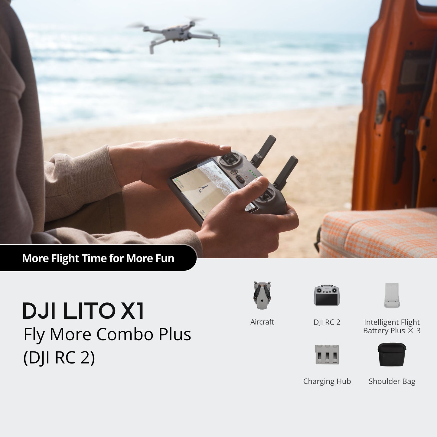 DJI Lito X1 - Premium Beginner Drone | Smart Return Home | 1/1.3" Sensor | Up To 8K Photo, 4K Video| 42GB Built-In Storage