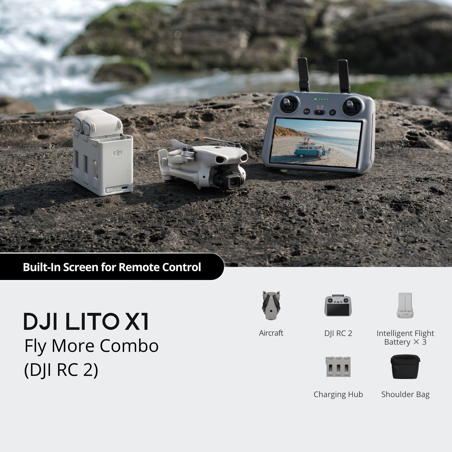 DJI Lito X1 - Premium Beginner Drone | Smart Return Home | 1/1.3" Sensor | Up To 8K Photo, 4K Video| 42GB Built-In Storage